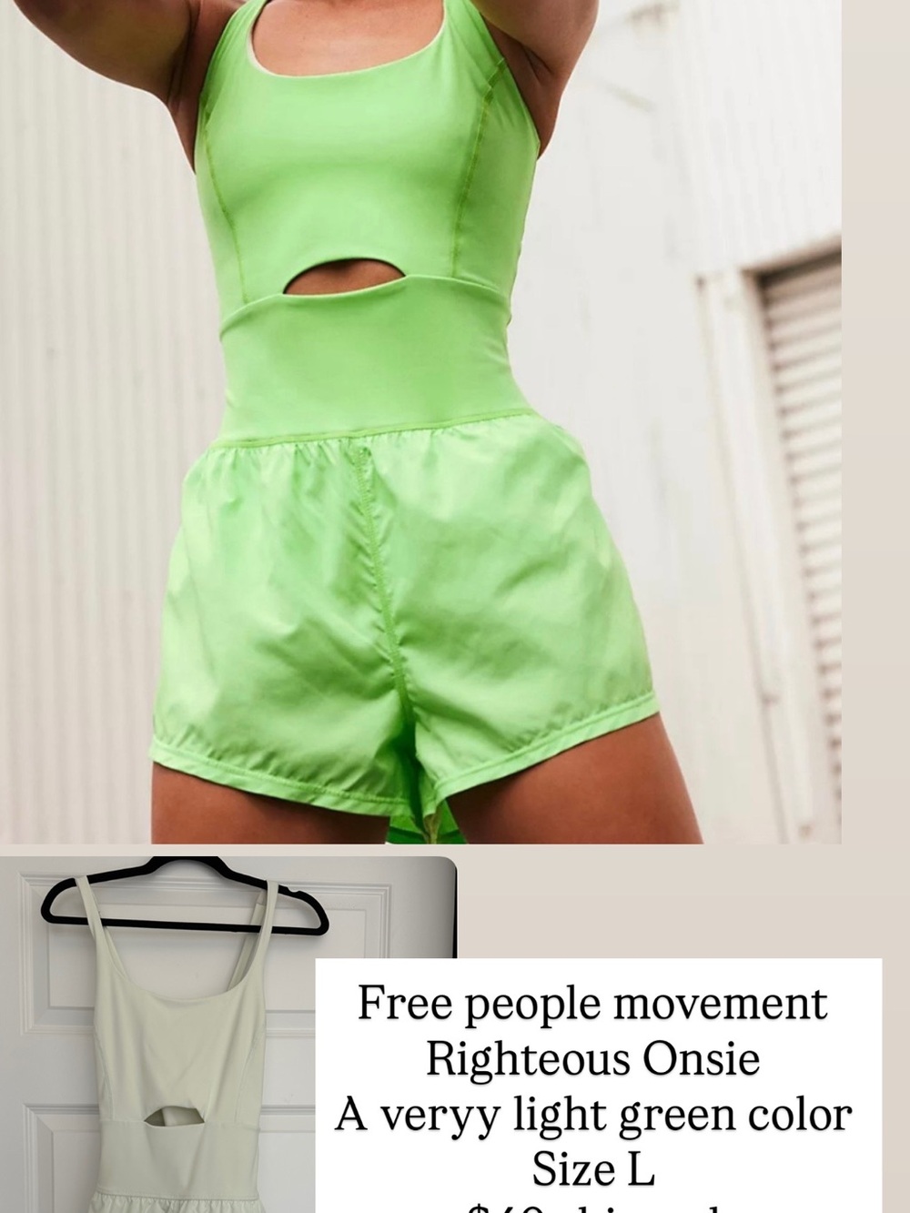 FP Movement by Free People Light Green righteous onesie